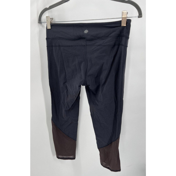 Athleta Women's S Small High-Rise Capri Leggings Mesh Hem Navy Blue - Picture 2 of 4